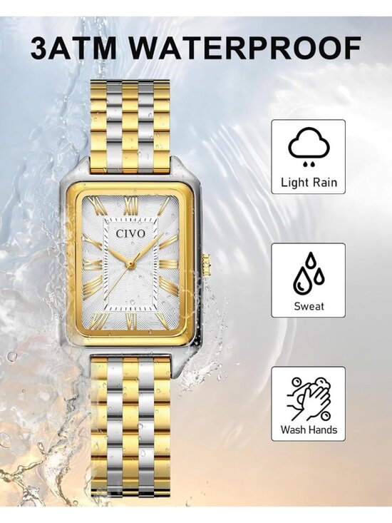 CIVO Womens Gold Silver Vintage Quartz Stainless Steel Bracelet Roman Dial Watch main image 6